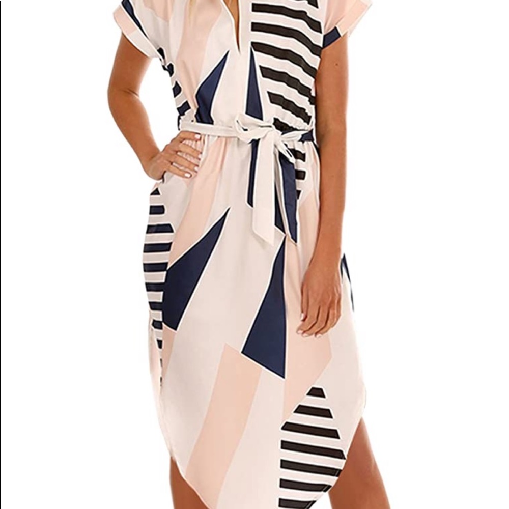 Size M Ecowish Summer Casual V Neck Midi Dress